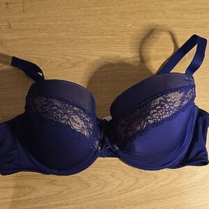 Adore Me Navy Lace Detail Full-Coverage Bra
